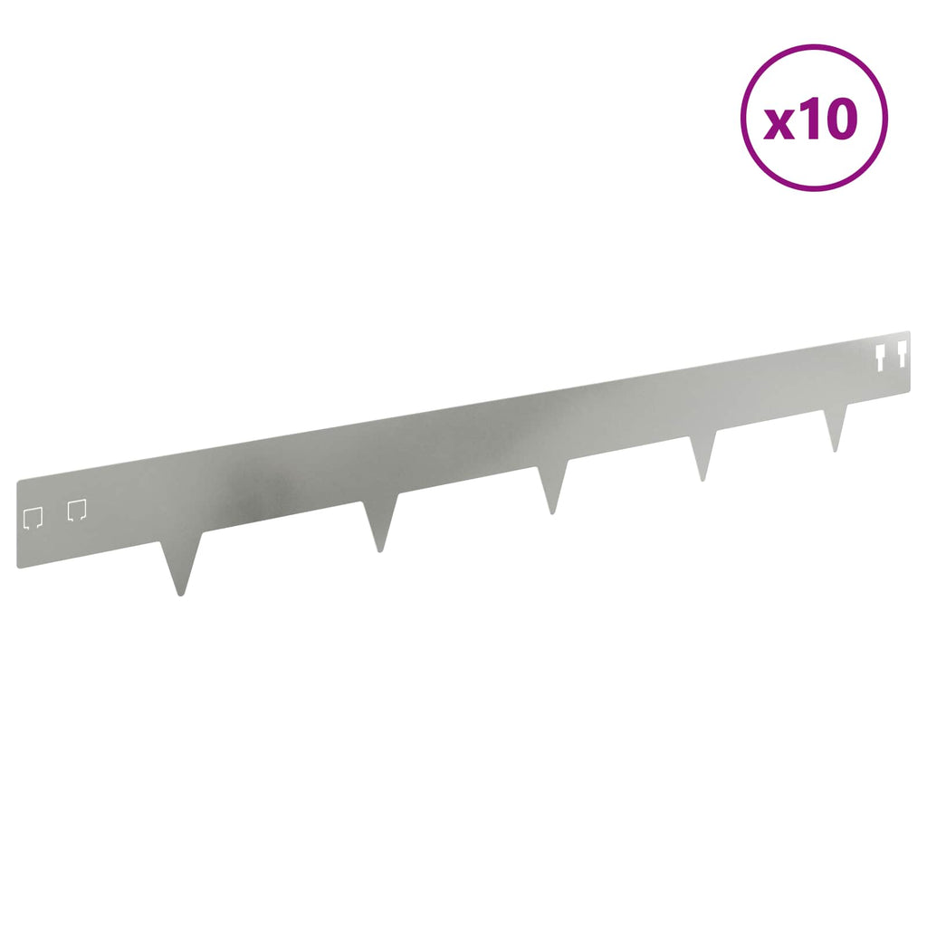 vidaXL Krawężnik do trawnika 10 pcs 100 x 12 cm Stal srebrny