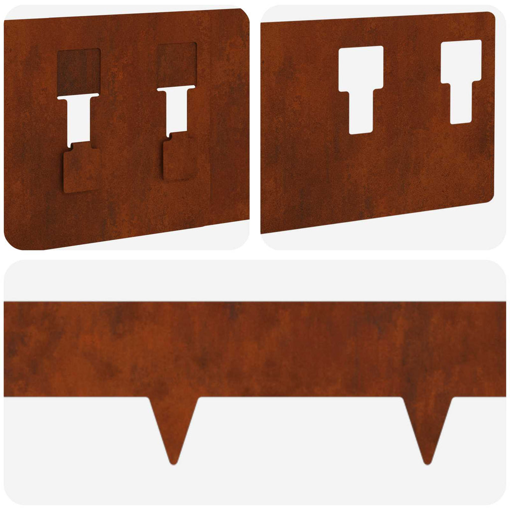 vidaXL Krawężnik do trawnika 20 pcs 100 x 12 cm Stal Rdzawy