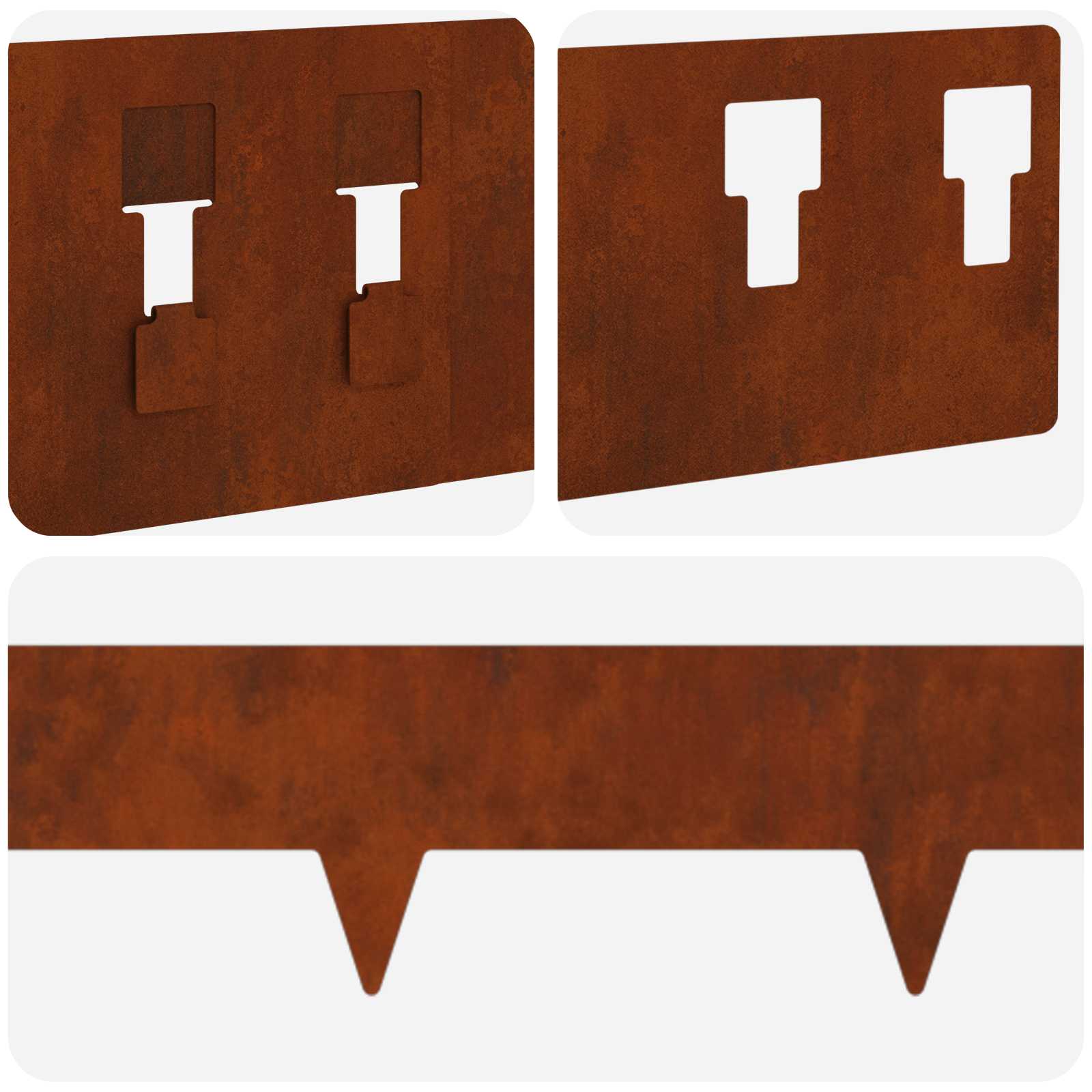 vidaXL Krawężnik do trawnika 50 pcs 100 x 12 cm Stal Rdzawy