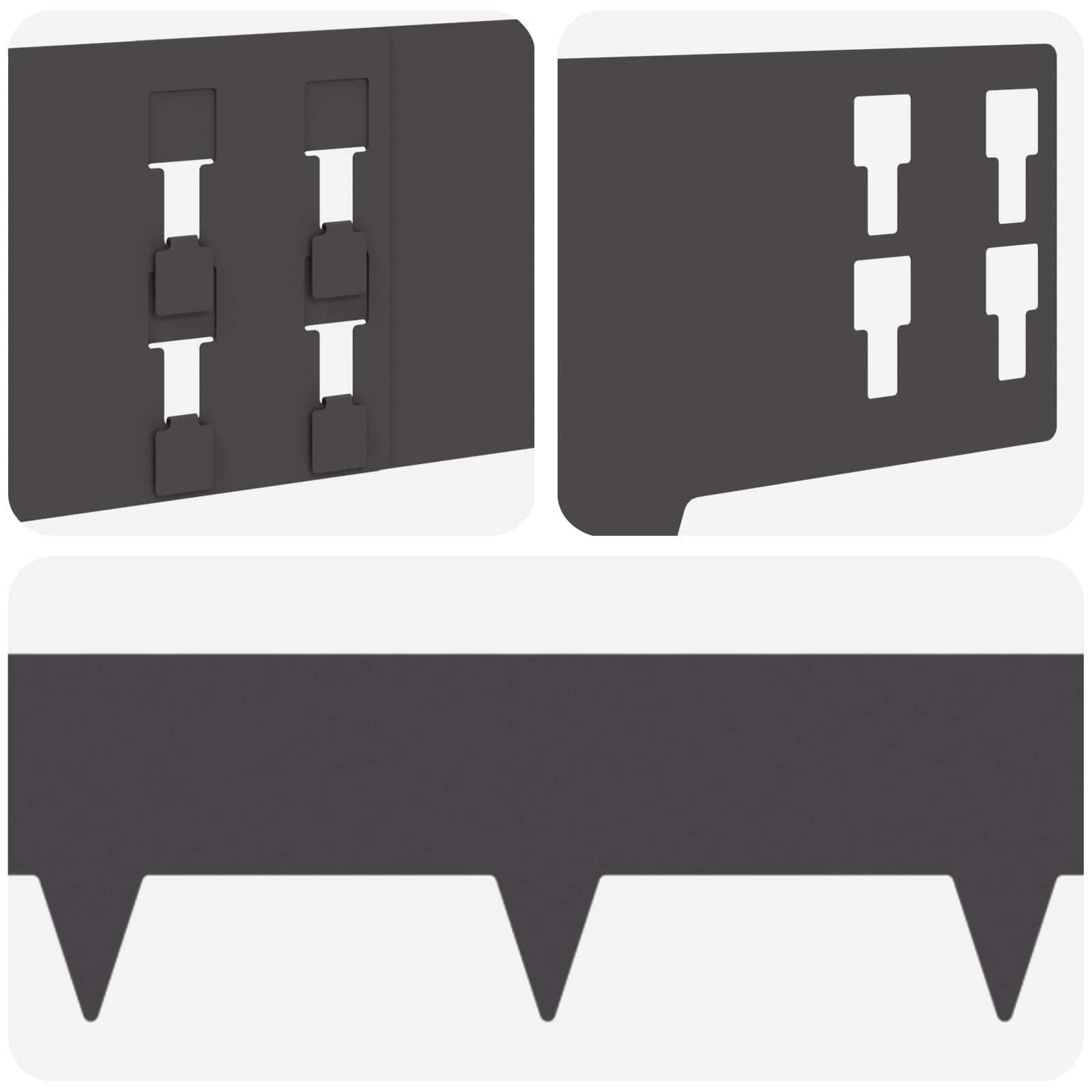 vidaXL Krawężnik do trawnika 10 pcs 100 x 15 cm Stal Czarny