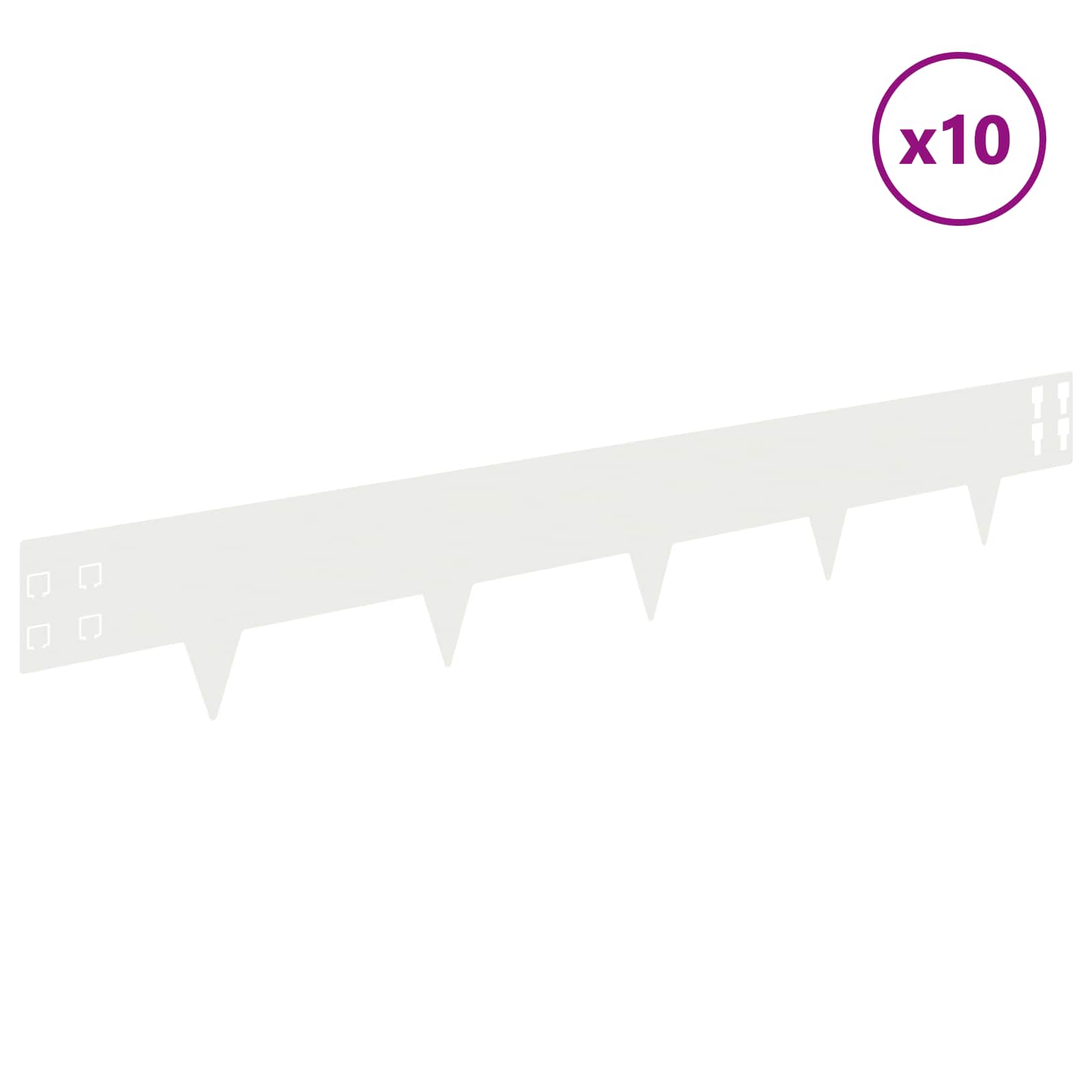 vidaXL Krawężnik do trawnika 10 pcs 100 x 15 cm Stal Biały