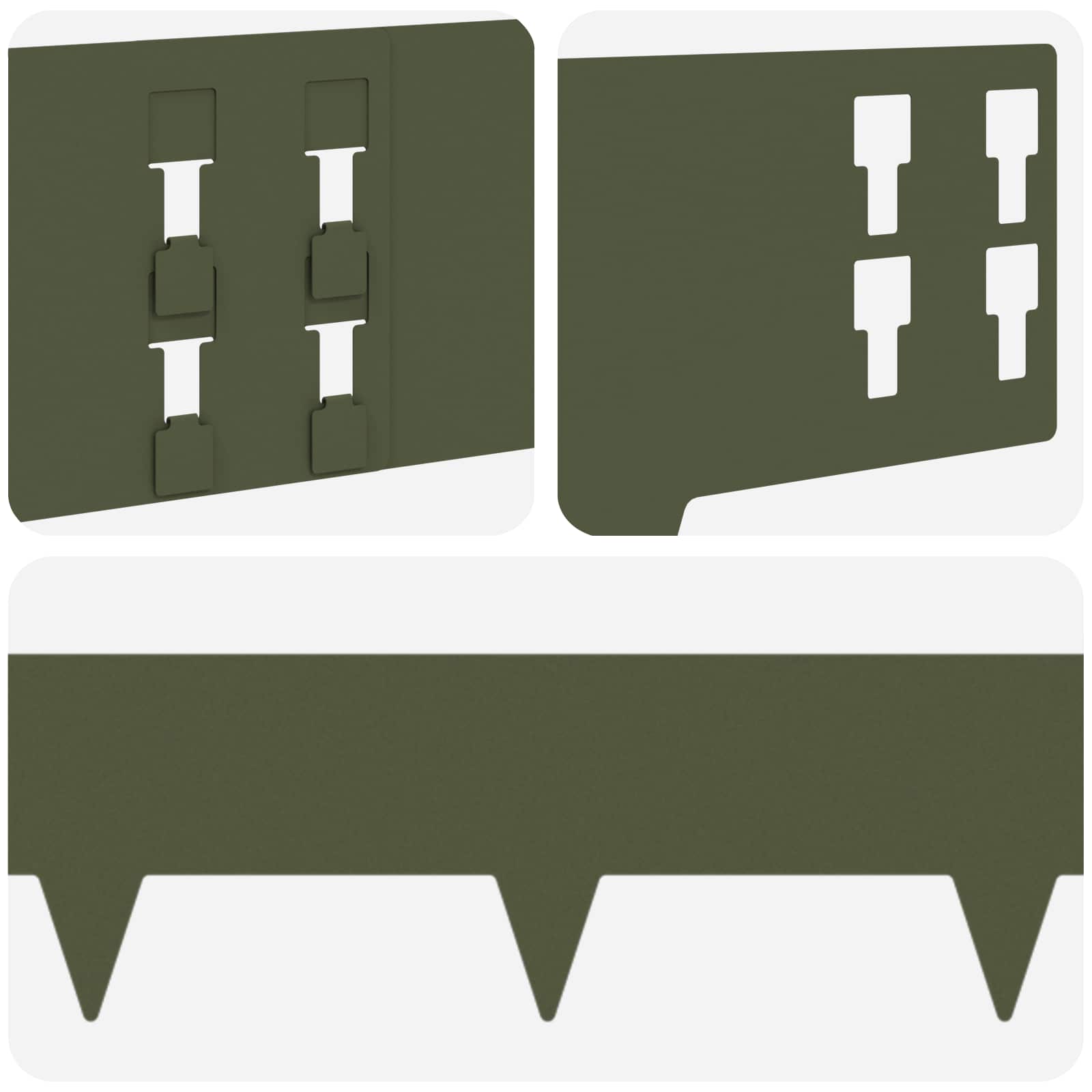 vidaXL Krawężnik do trawnika 10 pcs 100 x 15 cm Stal Oliwkowy zielony