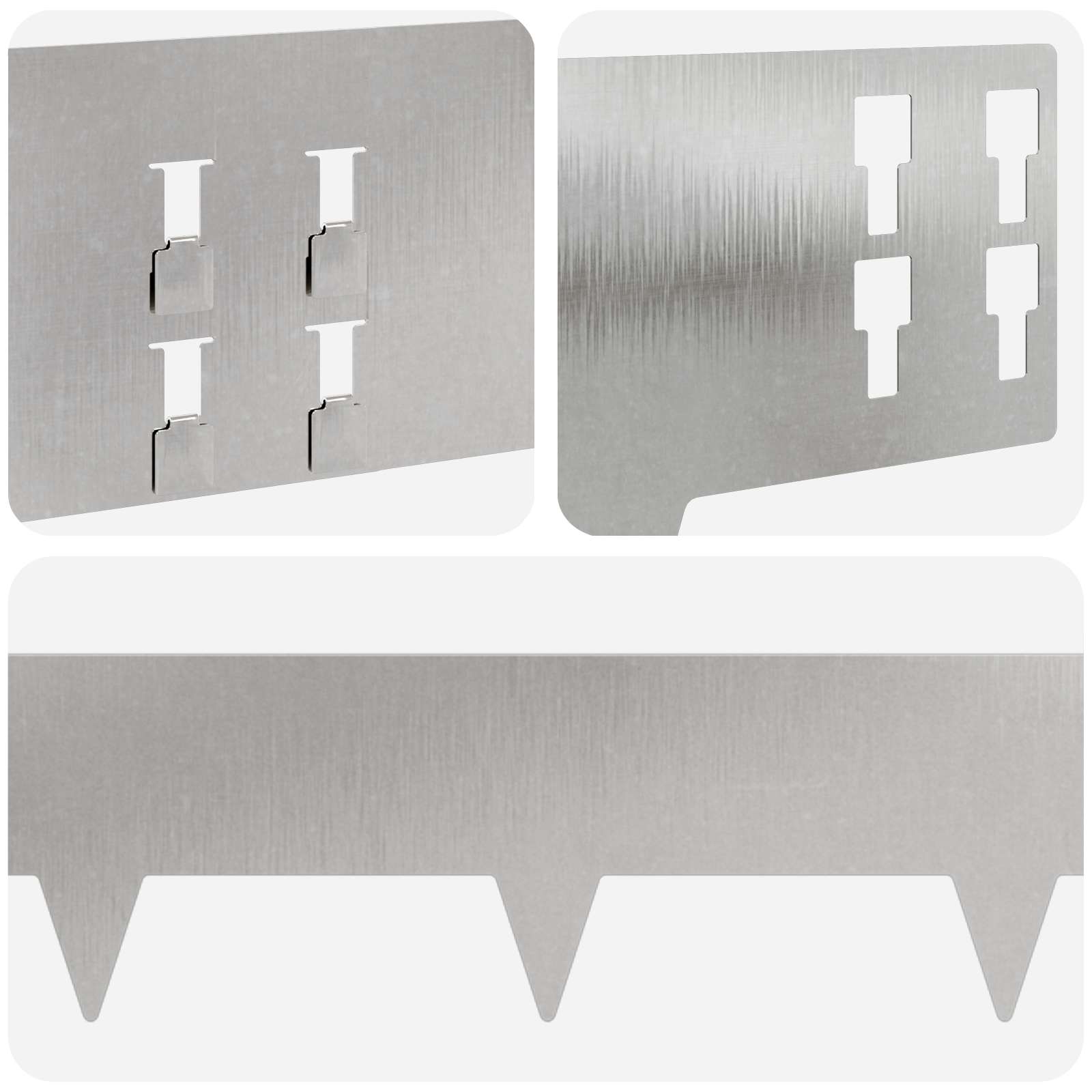 vidaXL Krawężnik do trawnika 10 pcs 100 x 15 cm Stal srebrny