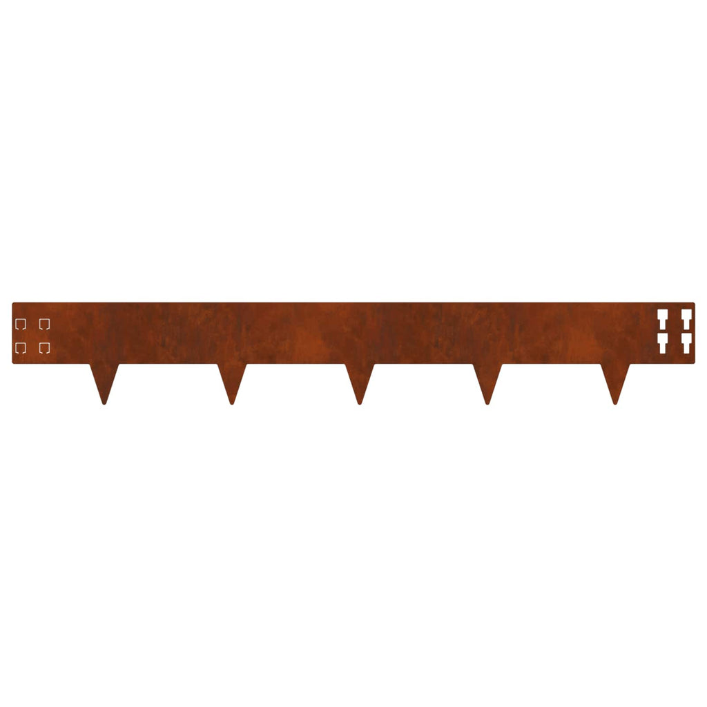 vidaXL Krawężnik do trawnika 20 pcs 100 x 15 cm Stal Rdzawy