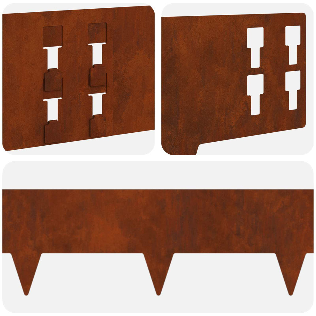 vidaXL Krawężnik do trawnika 50 pcs 100 x 15 cm Stal Rdzawy