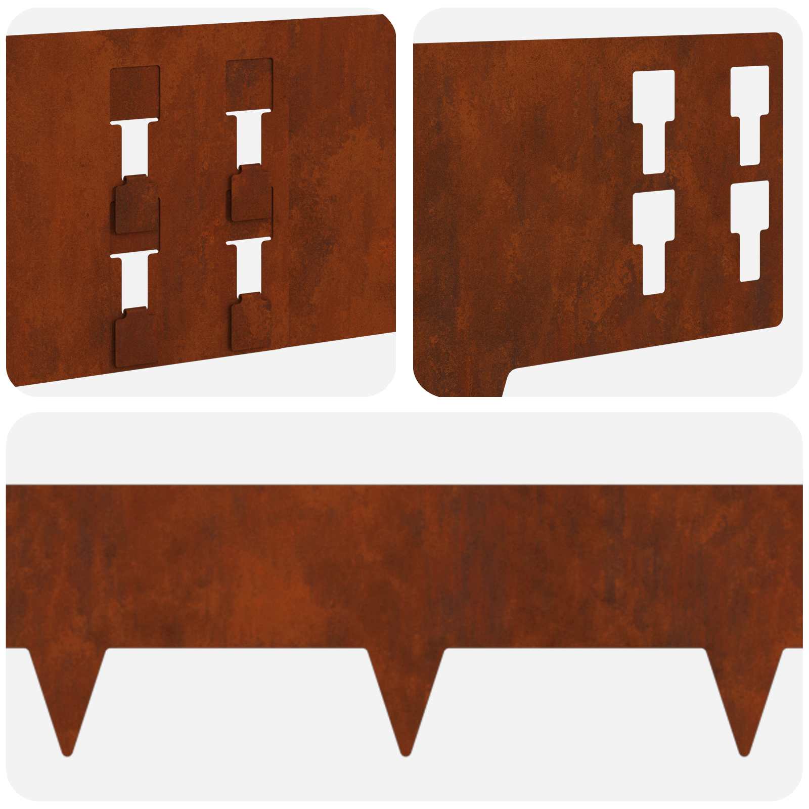 vidaXL Krawężnik do trawnika 50 pcs 100 x 15 cm Stal Rdzawy