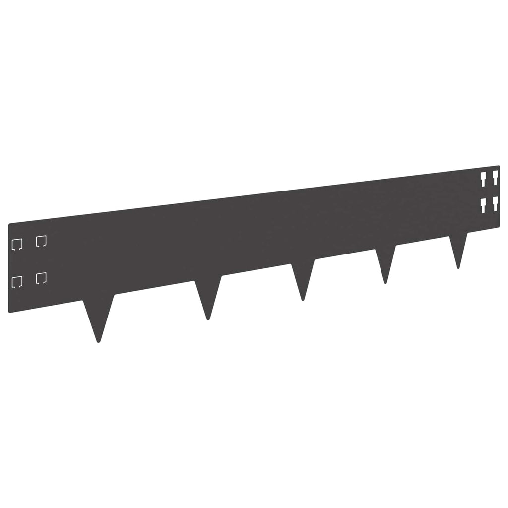 vidaXL Krawężnik do trawnika 10 pcs 100 x 20 cm Stal Czarny