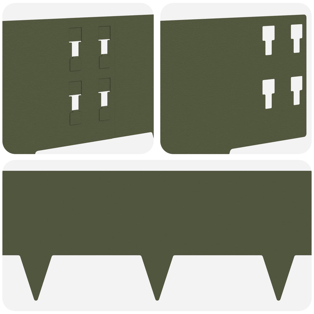 vidaXL Krawężnik do trawnika 50 pcs 100 x 20 cm Stal Oliwkowy zielony