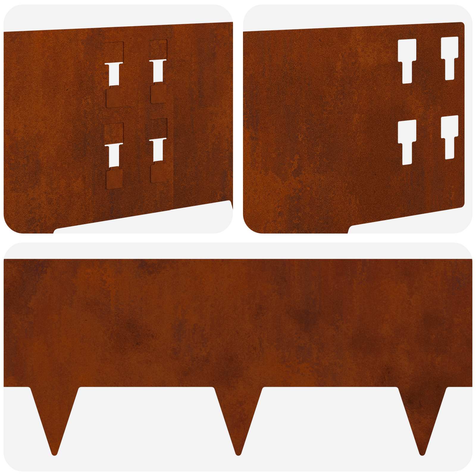 vidaXL Krawężnik do trawnika 20 pcs 100 x 20 cm Stal Rdzawy