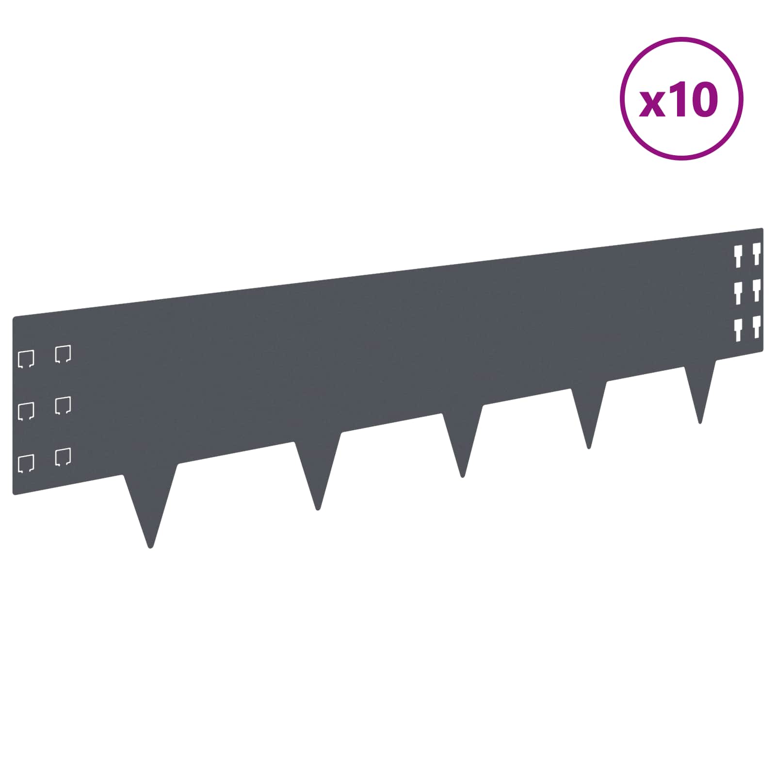 vidaXL Krawężnik do trawnika 10 szt. 100 x 25 cm Stal antracytowy