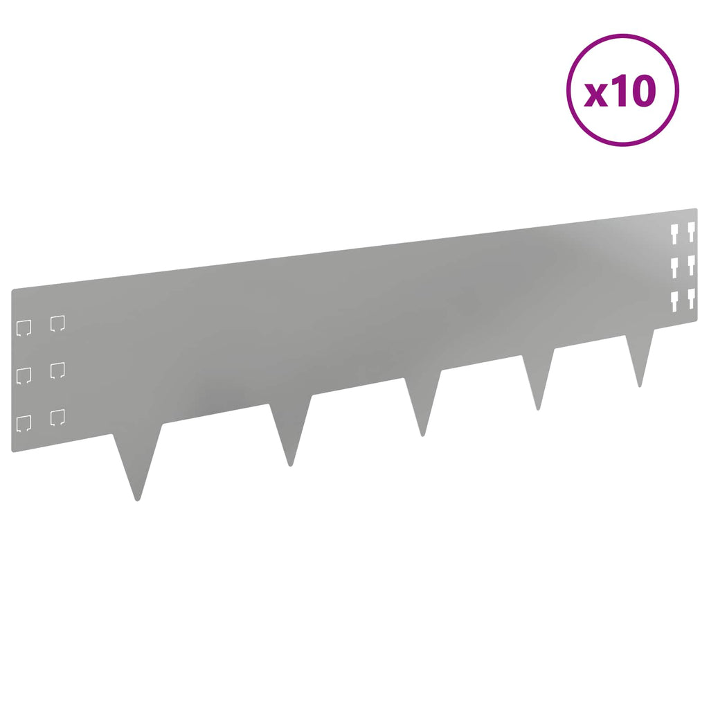 vidaXL Krawężnik do trawnika 10 pcs 100 x 25 cm Stal srebrny