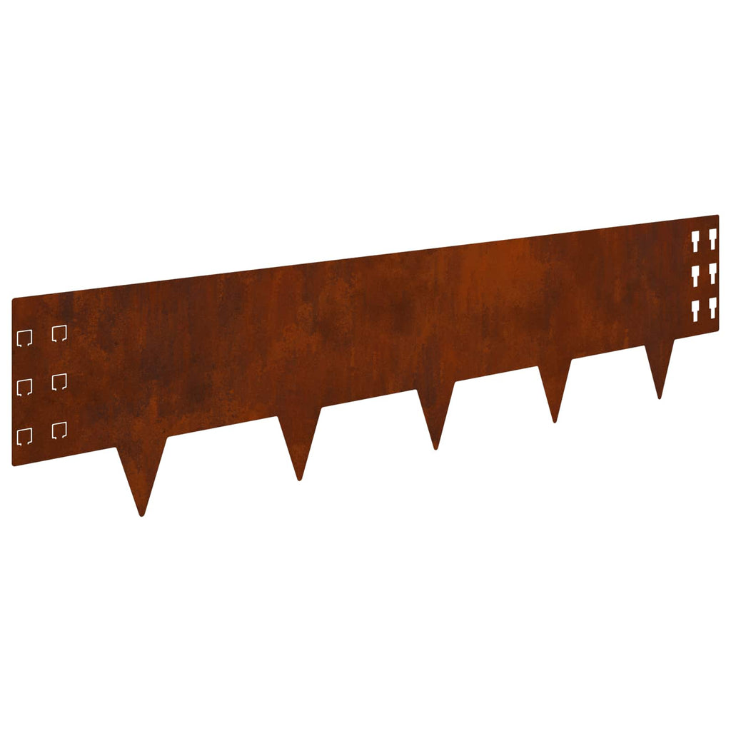 vidaXL Krawężnik do trawnika 30 pcs 100 x 25 cm Stal Rdzawy