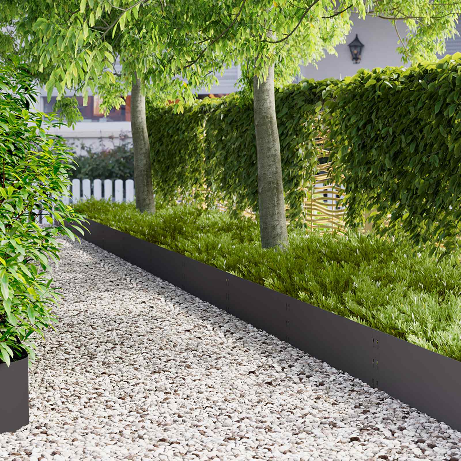 vidaXL Krawężnik do trawnika 20 szt. 100 x 30 cm Stal Czarny