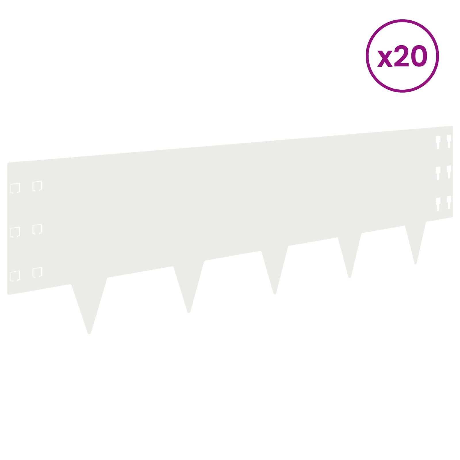 vidaXL Krawężnik do trawnika 20 pcs 100 x 30 cm Stal Biały
