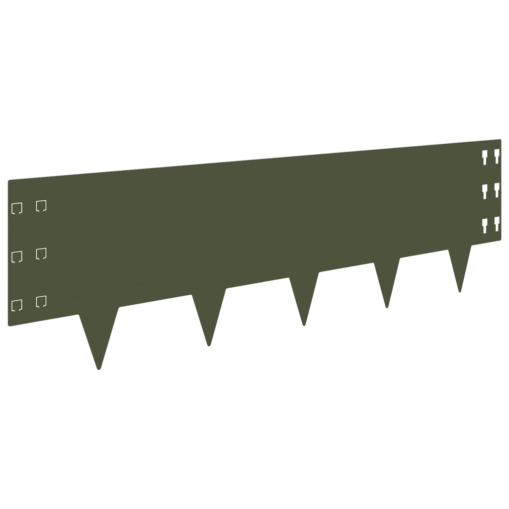 vidaXL Krawężnik do trawnika 10 pcs 100 x 30 cm Stal Oliwkowy zielony