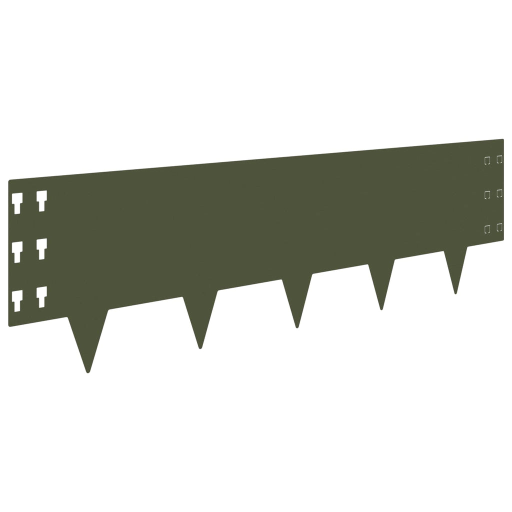 vidaXL Krawężnik do trawnika 10 pcs 100 x 30 cm Stal Oliwkowy zielony