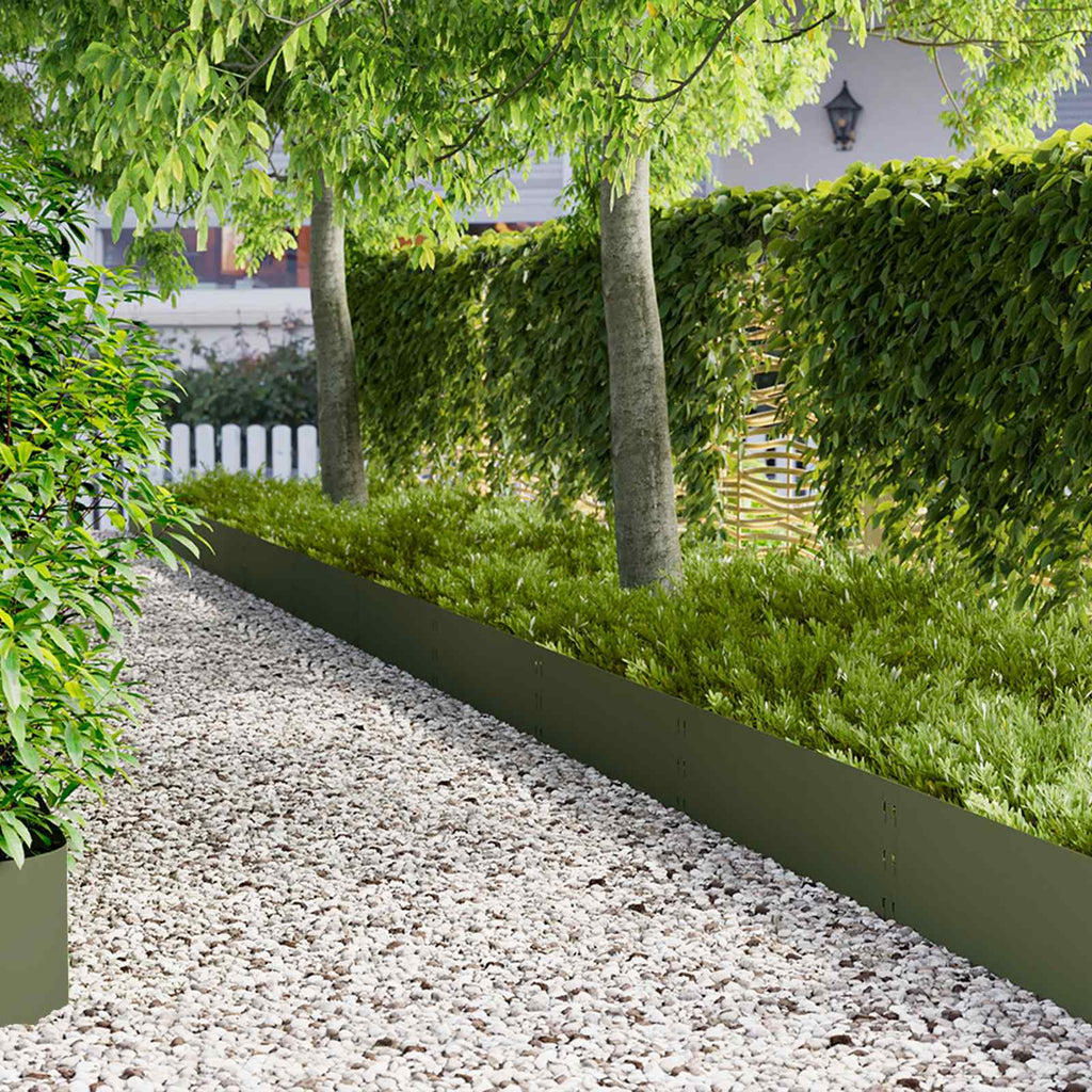 vidaXL Krawężnik do trawnika 30 pcs 100 x 30 cm Stal Oliwkowy zielony