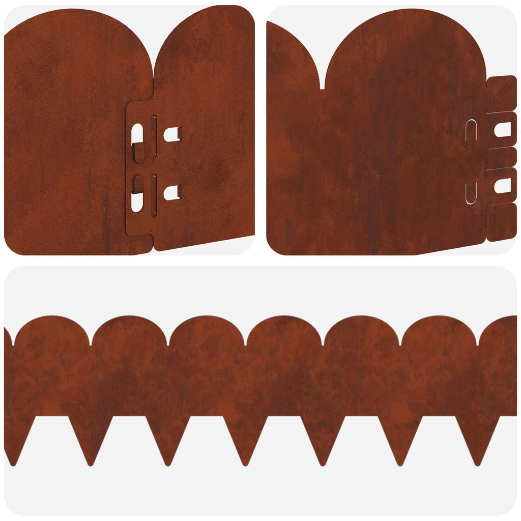 vidaXL Krawężnik do trawnika 10 pcs 103 x 15 cm Stal Rdzawy
