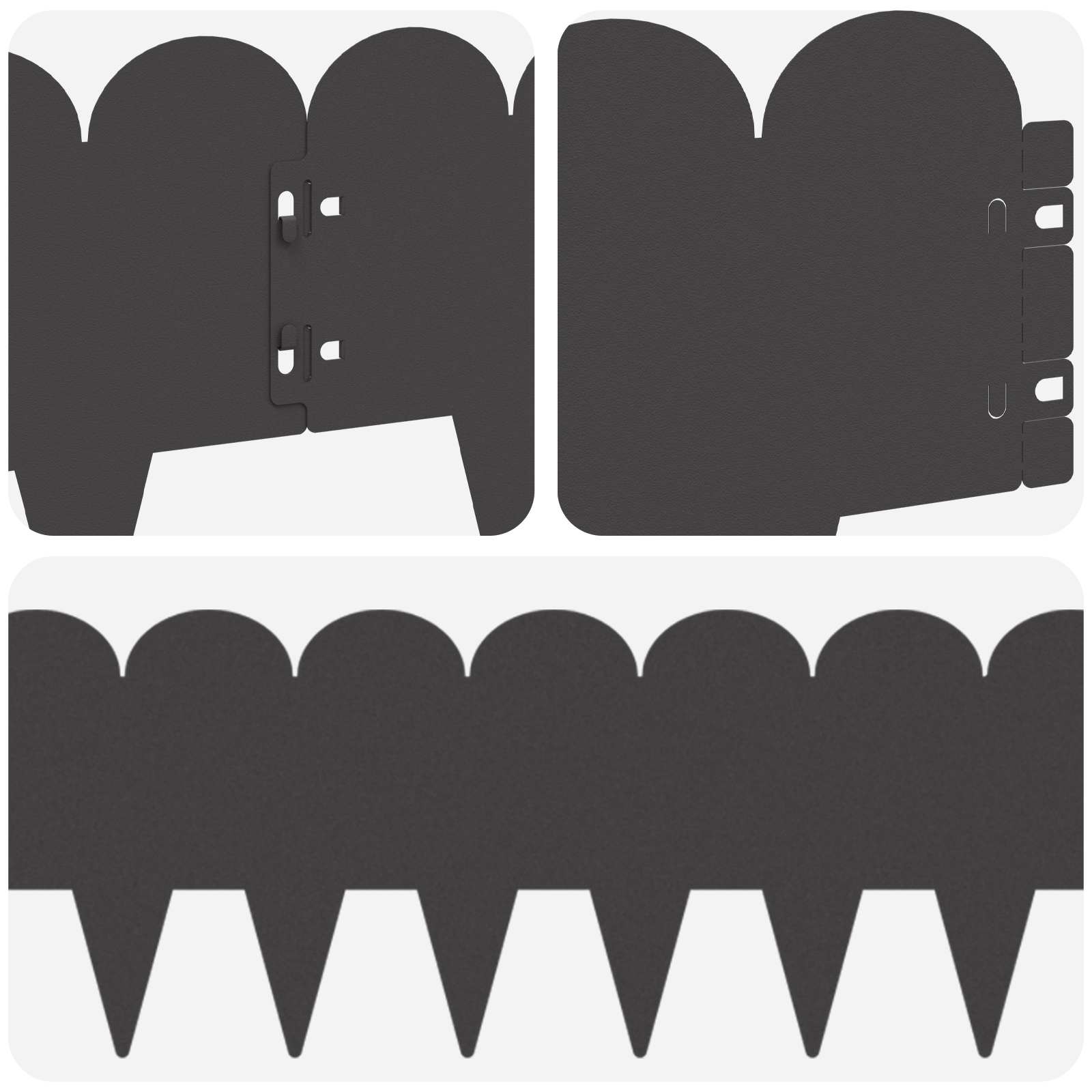 vidaXL Krawężnik do trawnika 30 pcs 103 x 20 cm Stal Czarny