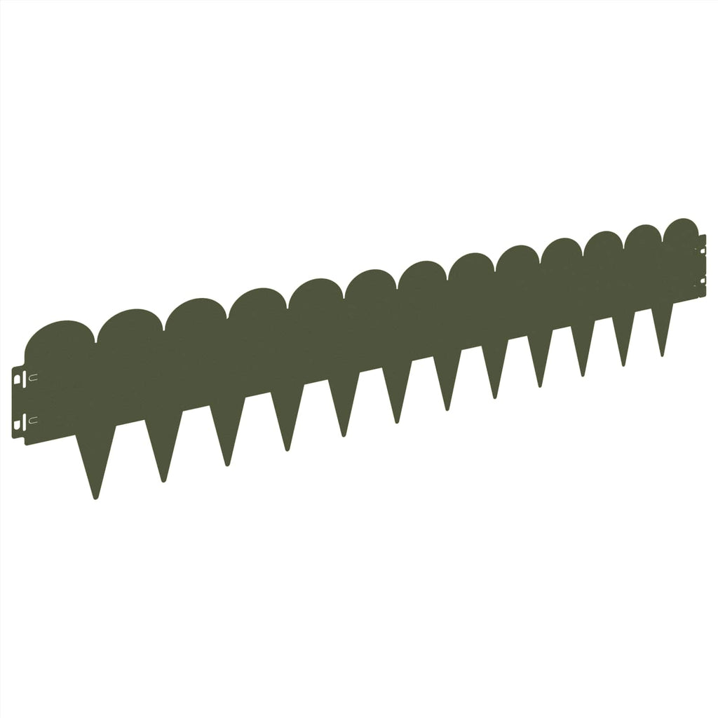 vidaXL Krawężnik do trawnika 10 pcs 103 x 20 cm Stal Oliwkowy zielony