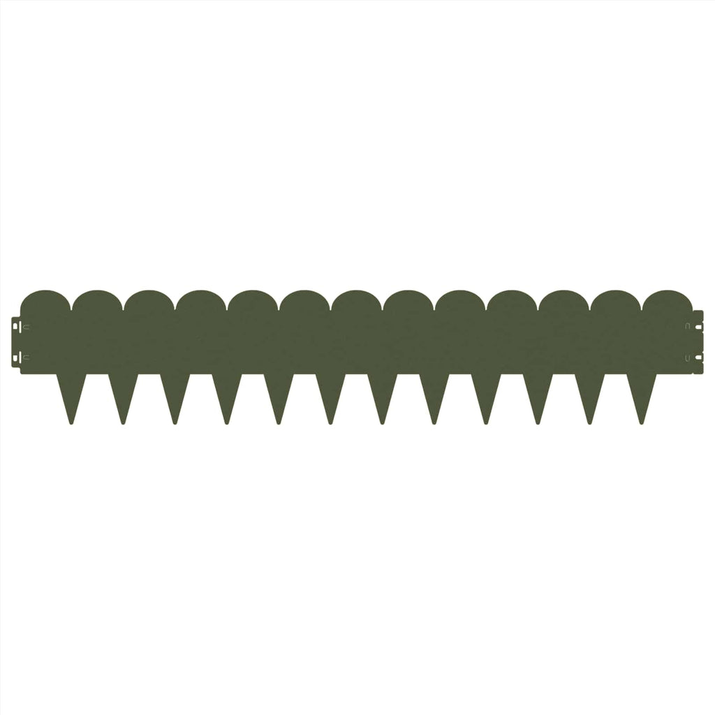 vidaXL Krawężnik do trawnika 10 pcs 103 x 20 cm Stal Oliwkowy zielony