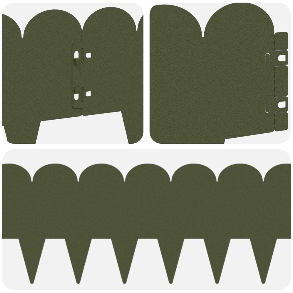vidaXL Krawężnik do trawnika 30 pcs 103 x 20 cm Stal Oliwkowy zielony