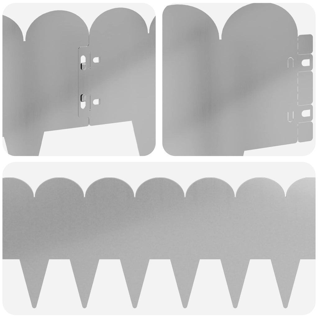 vidaXL Krawężnik do trawnika 30 pcs 103 x 20 cm Stal srebrny