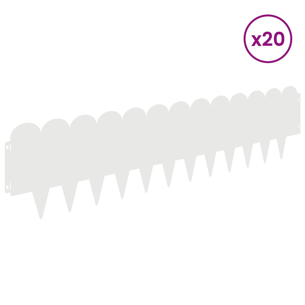vidaXL Krawężnik do trawnika 20 pcs 103 x 25 cm Stal Biały