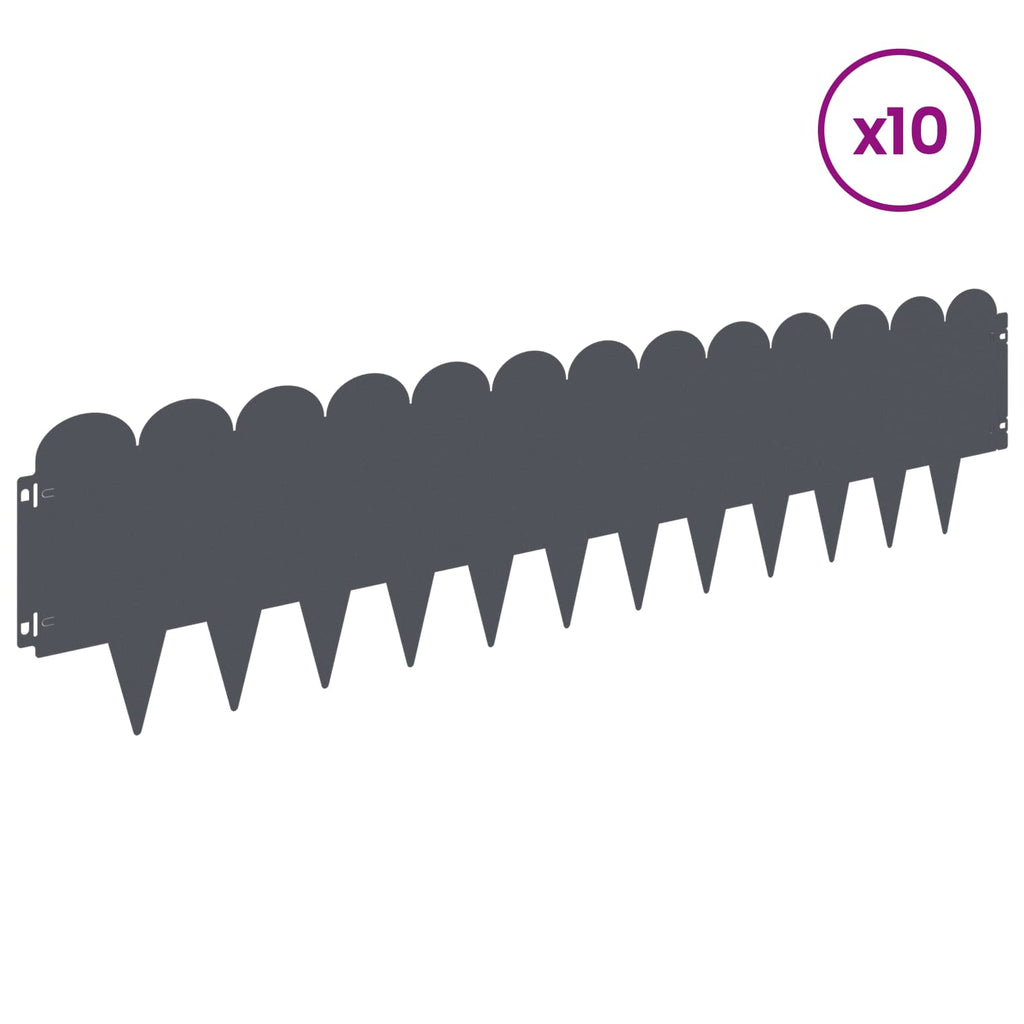 vidaXL Krawężnik do trawnika 10 pcs 103 x 25 cm Stal antracytowy