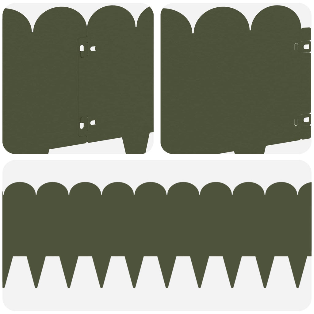 vidaXL Krawężnik do trawnika 10 pcs 103 x 25 cm Stal Oliwkowy zielony