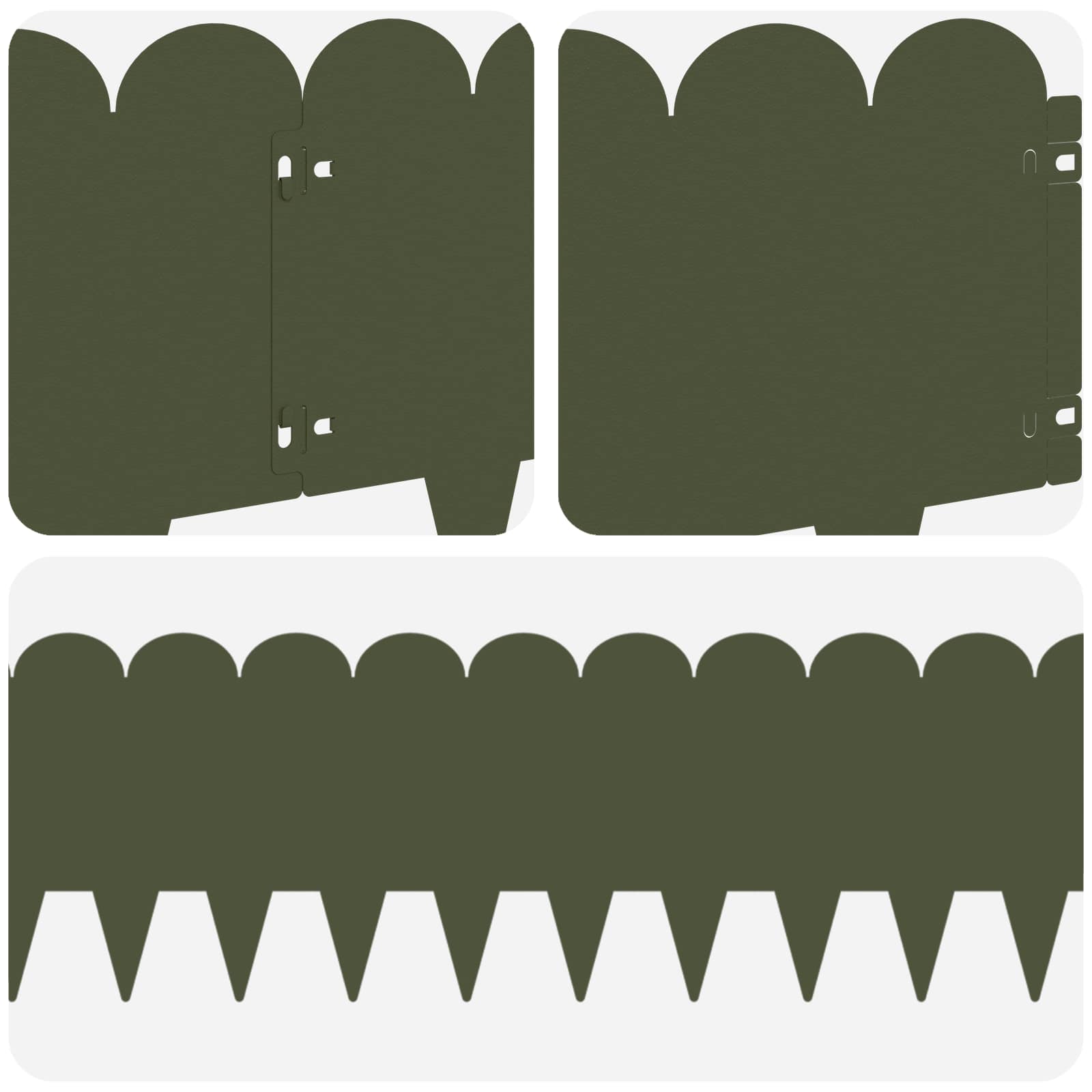 vidaXL Krawężnik do trawnika 10 pcs 103 x 25 cm Stal Oliwkowy zielony