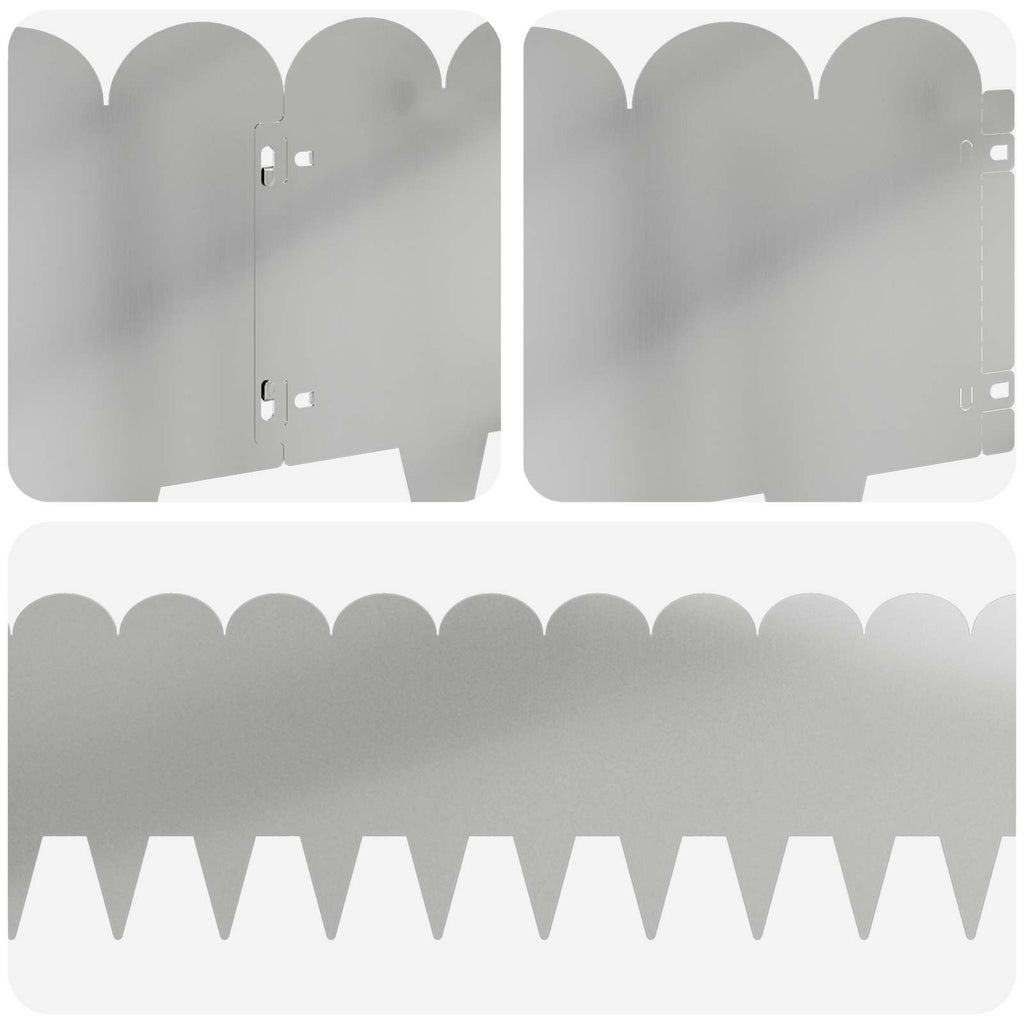 vidaXL Krawężnik do trawnika 30 pcs 103 x 25 cm Stal srebrny