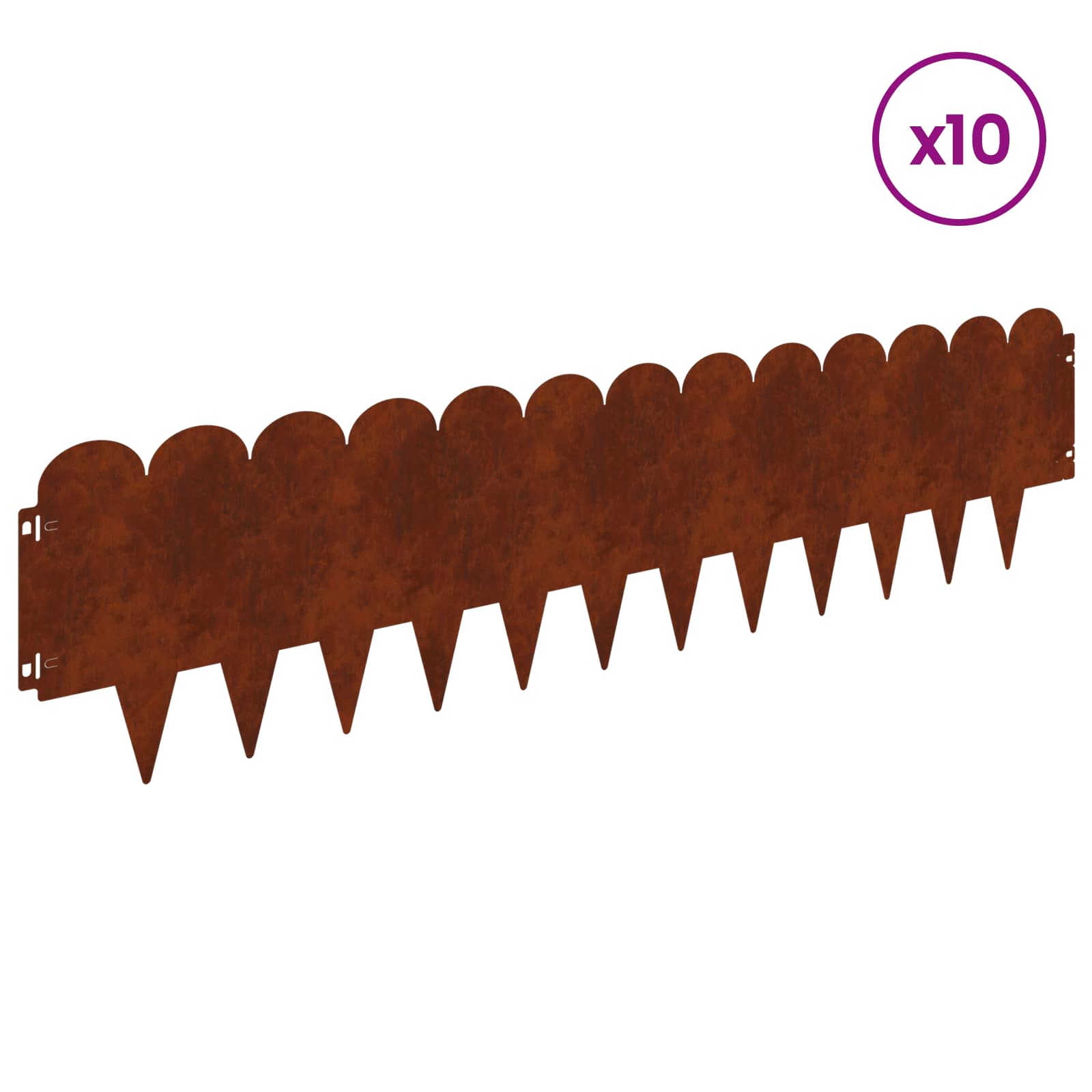 vidaXL Krawężnik do trawnika 10 pcs 103 x 25 cm Stal Rdzawy