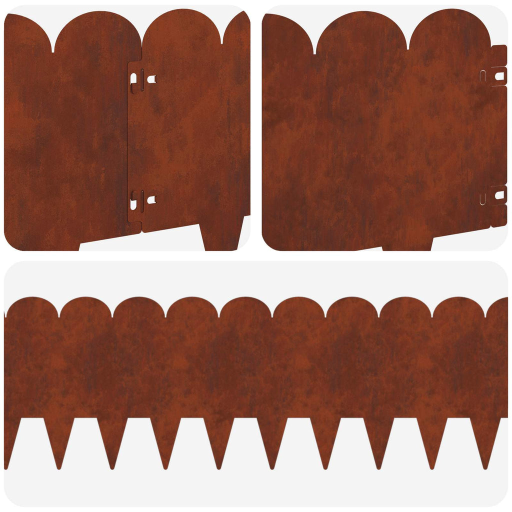 vidaXL Krawężnik do trawnika 30 pcs 103 x 25 cm Stal Rdzawy
