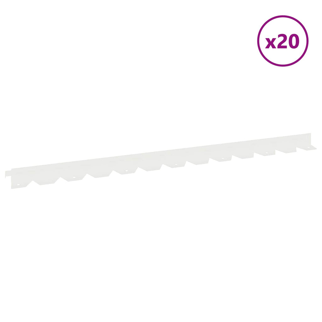 vidaXL Krawężnik do trawnika 20 pcs 102 x 4 x 4 cm Stal Biały