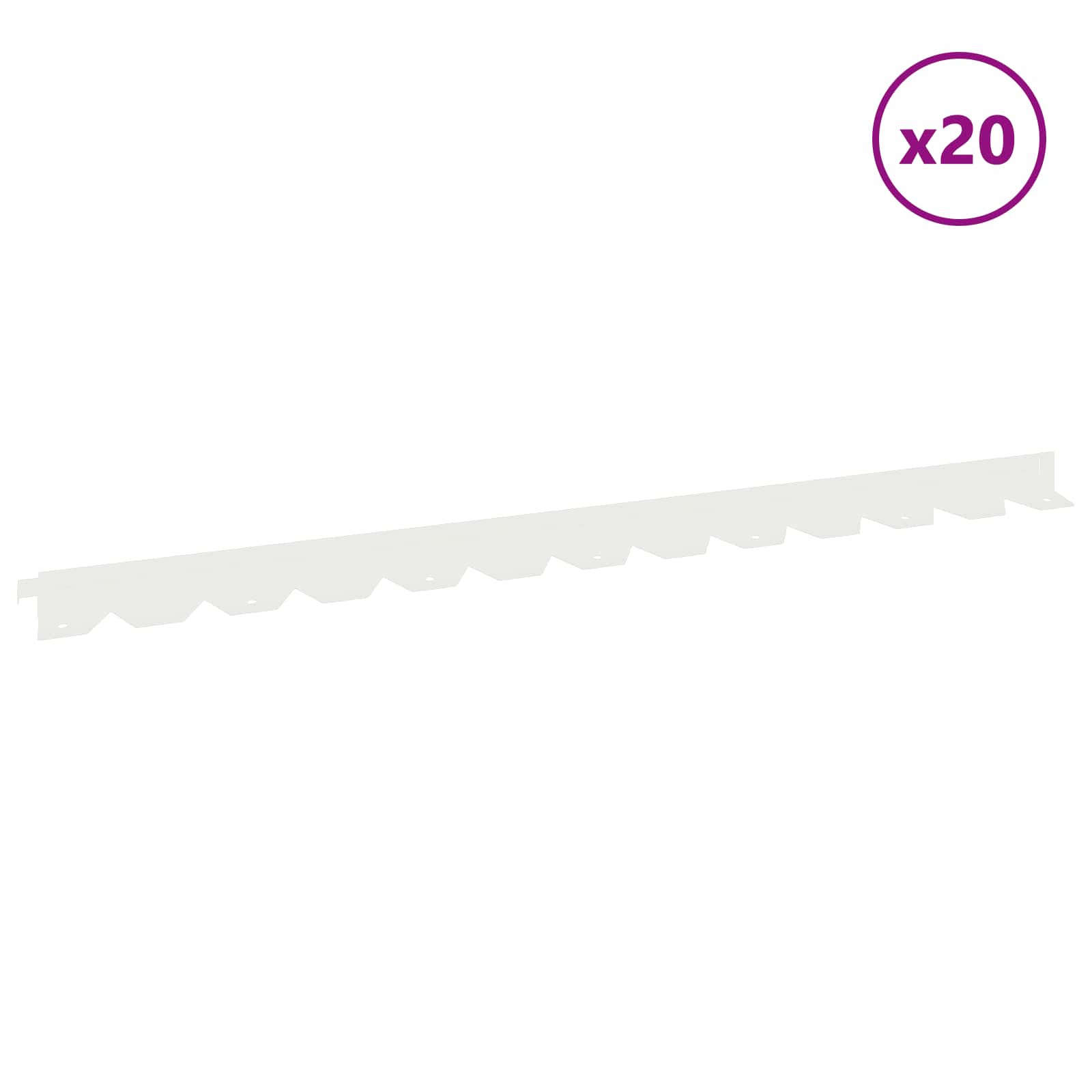 vidaXL Krawężnik do trawnika 20 pcs 102 x 4 x 4 cm Stal Biały