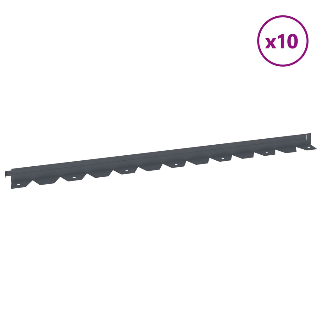 vidaXL Krawężnik do trawnika 10 pcs 102 x 4 x 4 cm Stal antracytowy