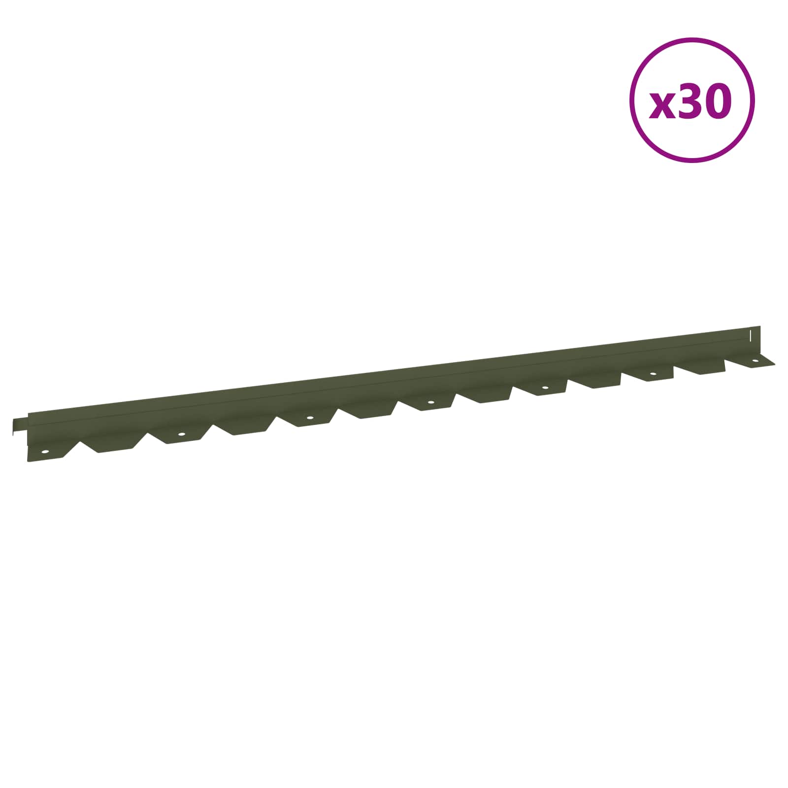 vidaXL Krawężnik do trawnika 30 szt. 102 x 4 x 4 cm Stal