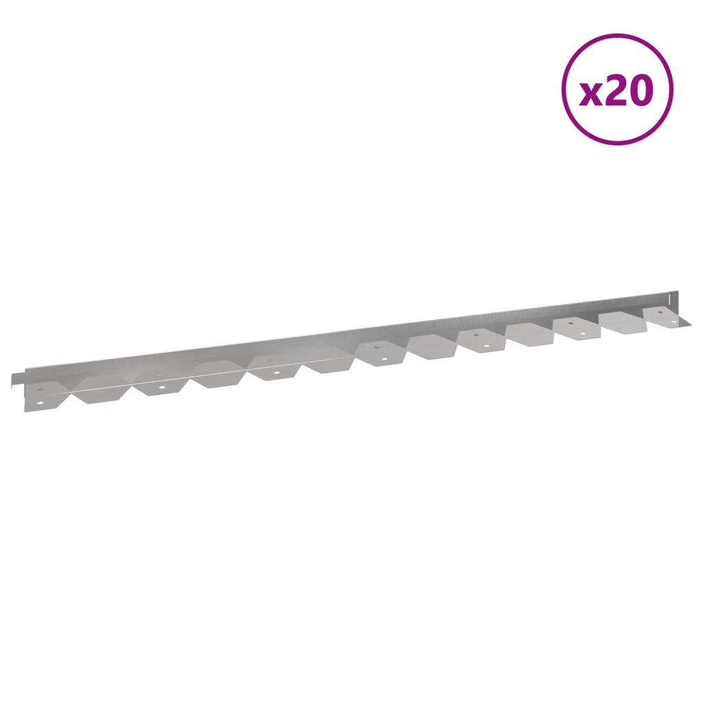 vidaXL Krawężnik do trawnika 20 pcs 102 x 4 x 4 cm Stal srebrny