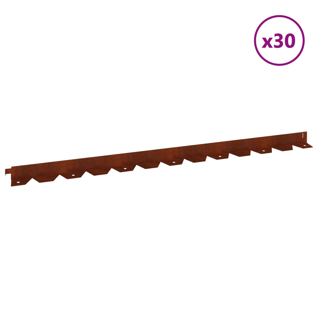 vidaXL Krawężnik do trawnika 30 pcs 102 x 4 x 4 cm Stal Rdzawy
