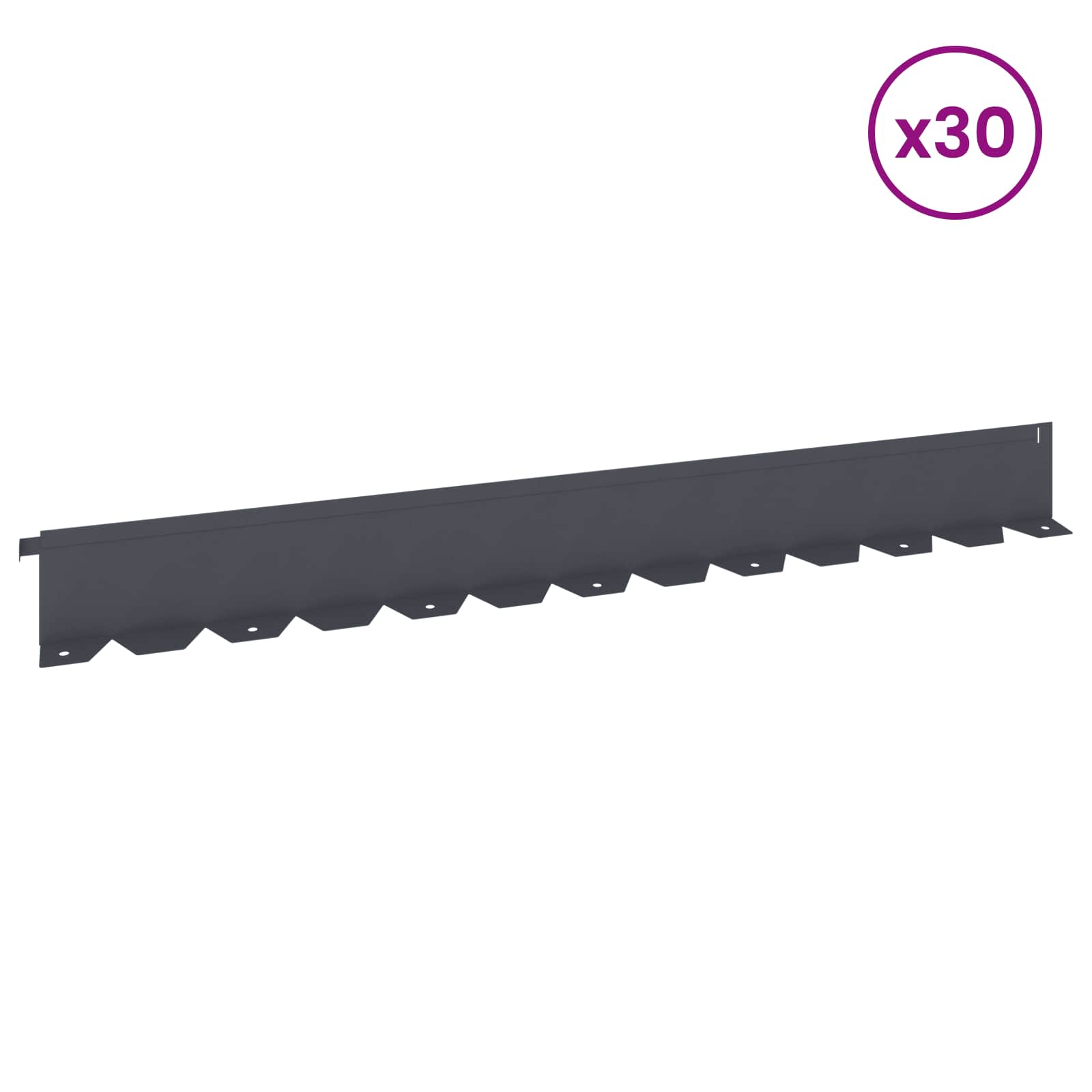 vidaXL Krawężnik do trawnika 30 szt. 102 x 10 x 4 cm Stal antracytowy