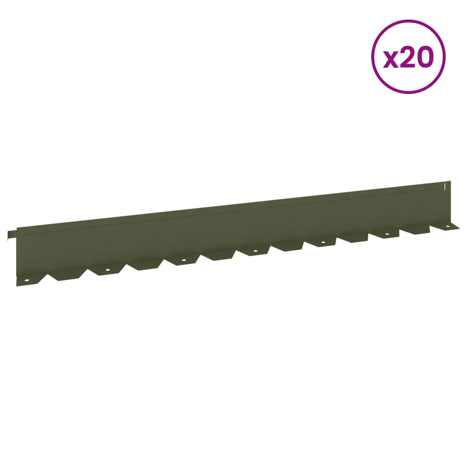 vidaXL Krawężnik do trawnika 20 szt. 102 x 10 x 4 cm Stal