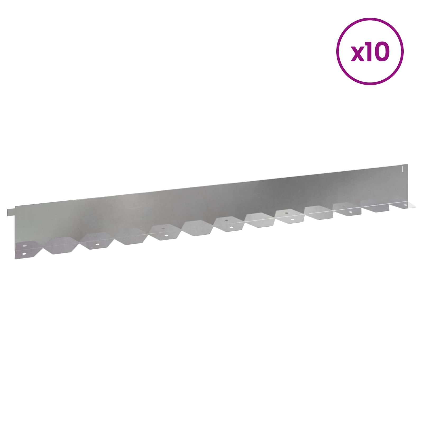 vidaXL Krawężnik do trawnika 10 pcs 102 x 10 x 4 cm Stal srebrny