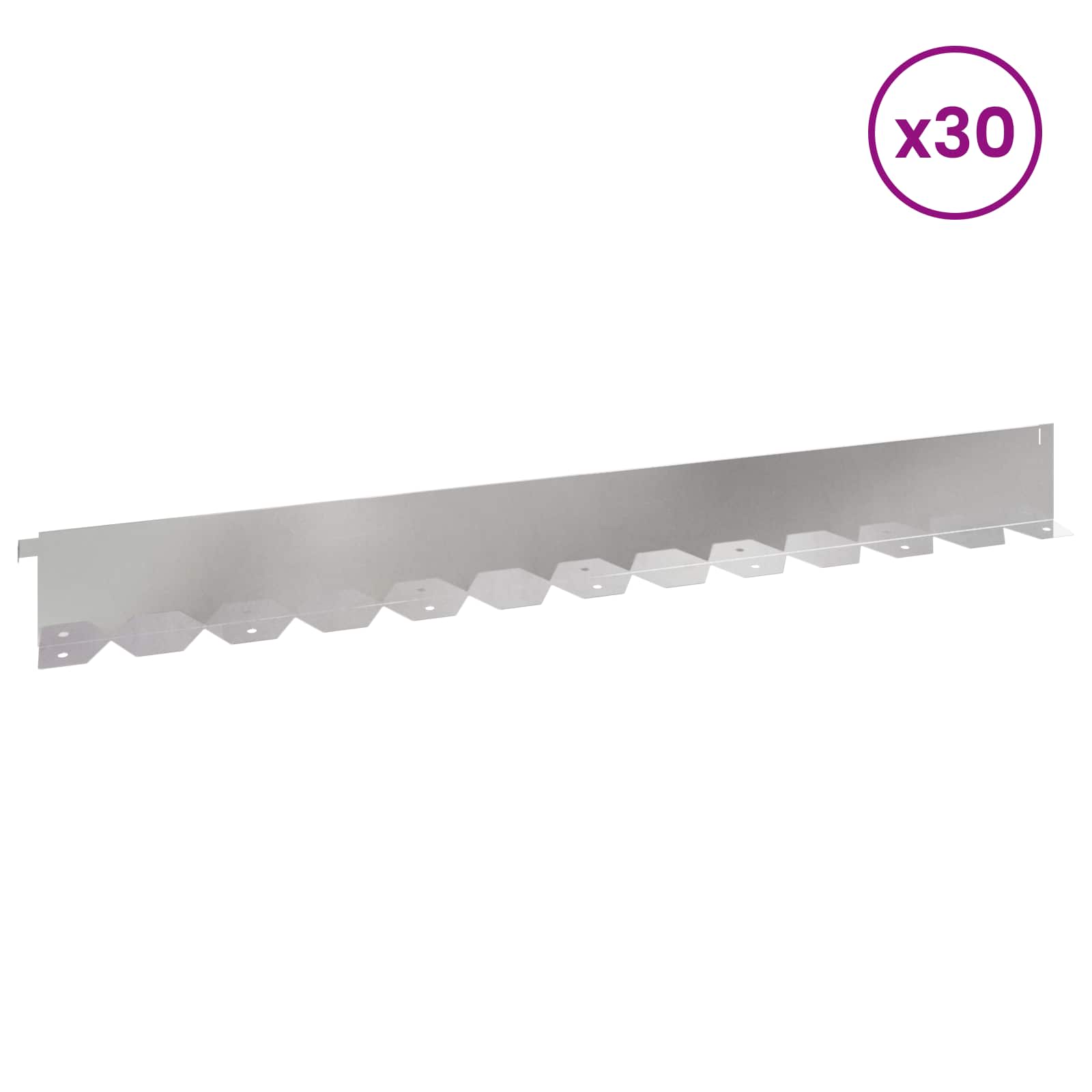 vidaXL Krawężnik do trawnika 30 pcs 102 x 10 x 4 cm Stal srebrny