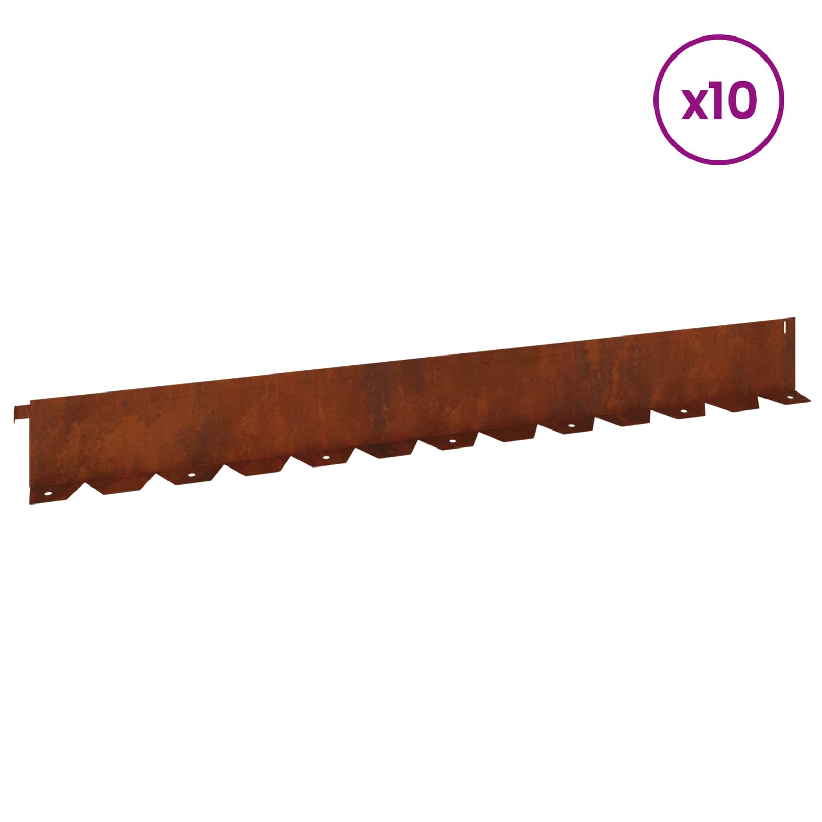 vidaXL Krawężnik do trawnika 10 pcs 102 x 10 x 4 cm Stal Rdzawy