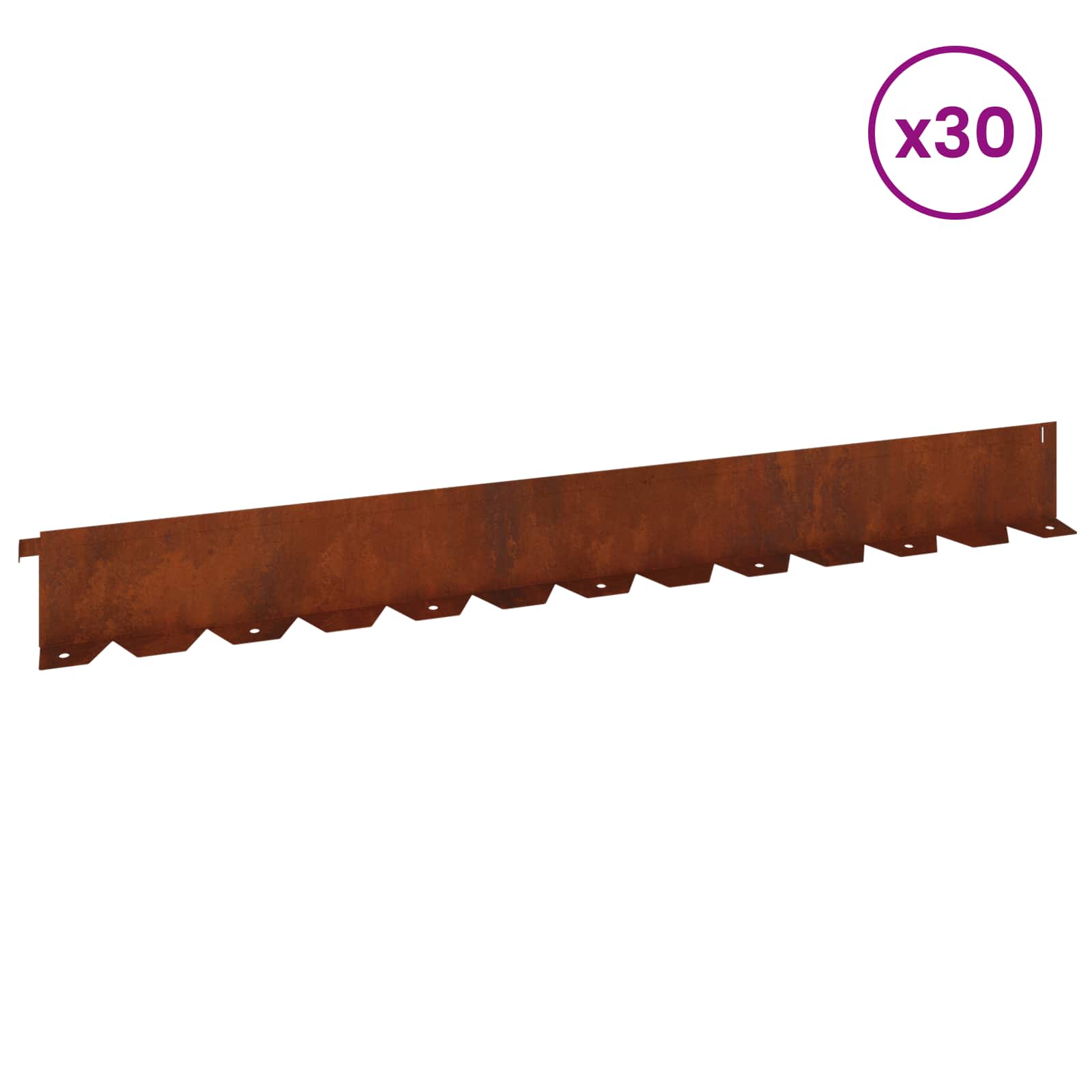 vidaXL Krawężnik do trawnika 30 pcs 102 x 10 x 4 cm Stal Rdzawy