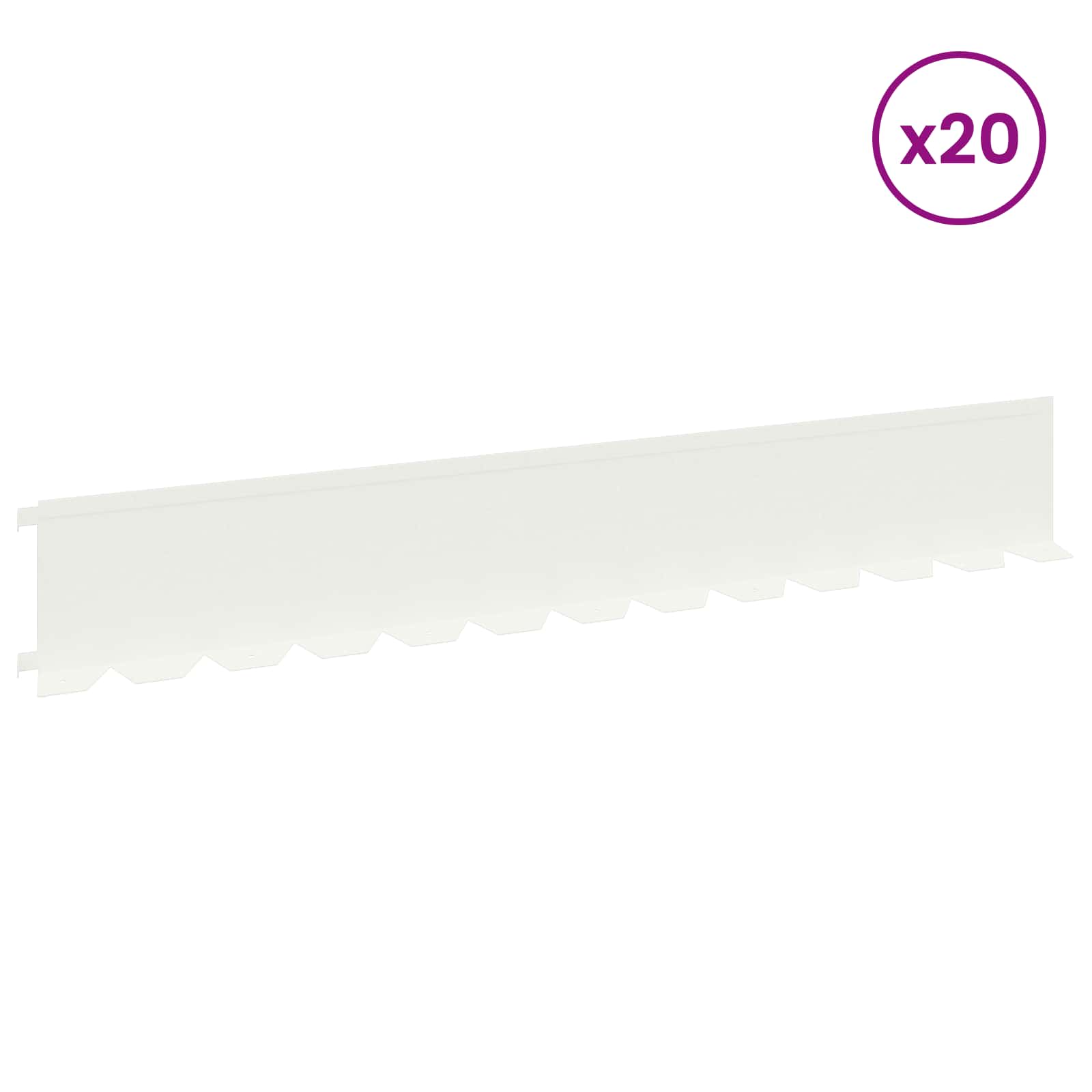 vidaXL Krawężnik do trawnika 20 pcs 102 x 15 x 4 cm Stal Biały
