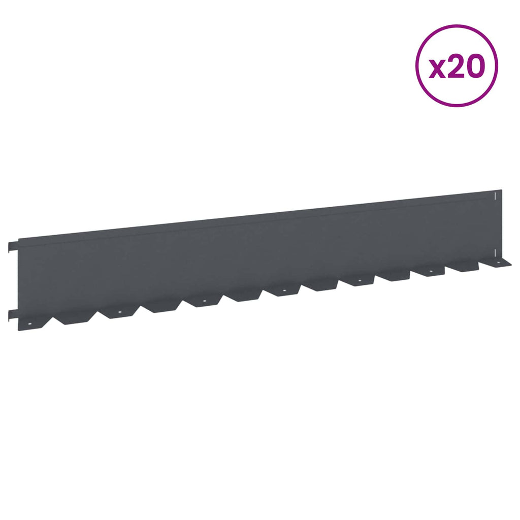 vidaXL Krawężnik do trawnika 20 pcs 102 x 15 x 4 cm Stal antracytowy