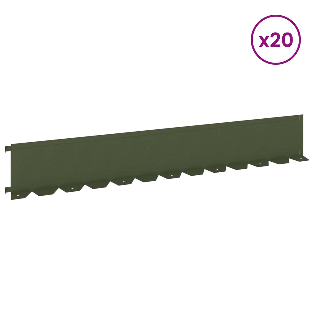 vidaXL Krawężnik do trawnika 20 pcs 102 x 15 x 4 cm Stal