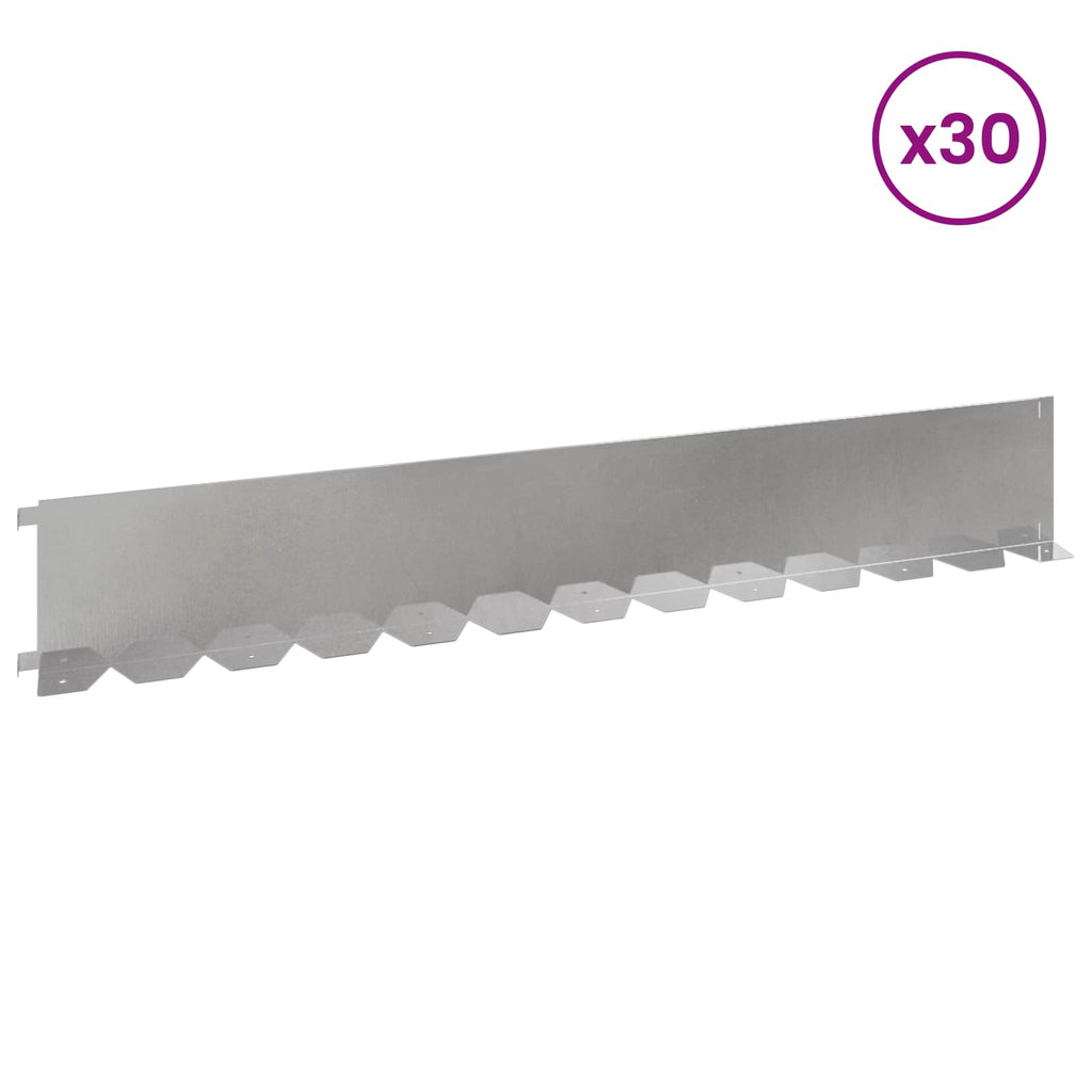 vidaXL Krawężnik do trawnika 30 pcs 102 x 15 x 4 cm Stal srebrny